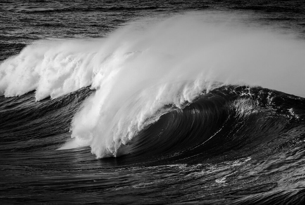 Black and white ocean wave