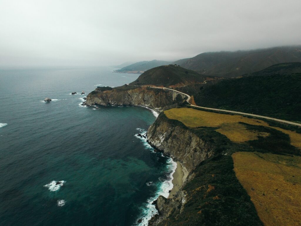 Pacific coast highway along the coast of Big Sur.