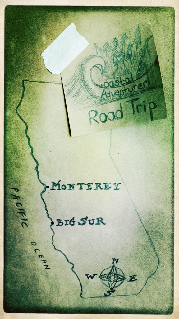 Map of a road trip to Big Sur